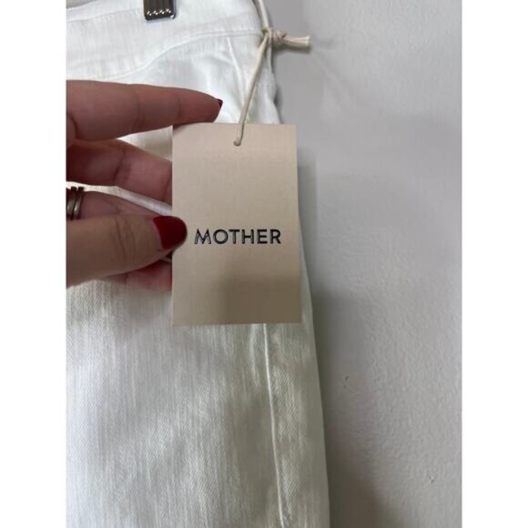 NWT Mother High Waisted Rider Ankle Button Belt Loops Denim Pants White Size: 30 - Picture 4 of 10